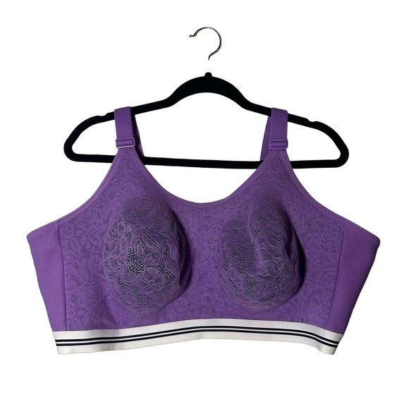 Cacique Bra Plus Size 48DDD (48F) Purple Lace Cotton Scoop Unlined No-Wire Soft - Picture 4 of 11